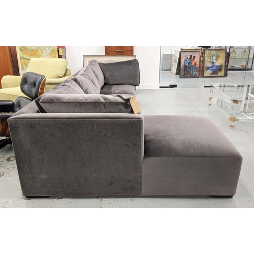 421 - BRAY DESIGN FOR LOUISE BRADLEY CORNER SOFA, mohair upholstery, 310cm x 165cm x 95cm.