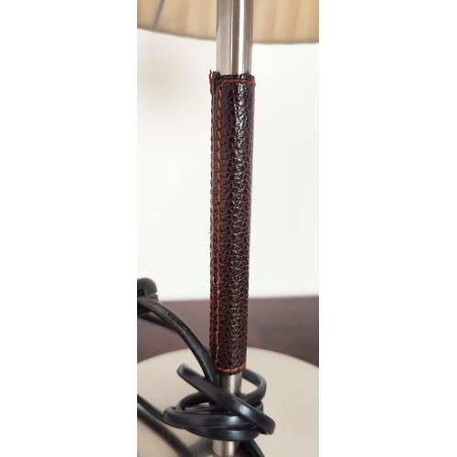 425 - BOVER DANONA TABLE LAMPS, a set of four, with pleated shades and leather detail to stem, each 24cm W... 