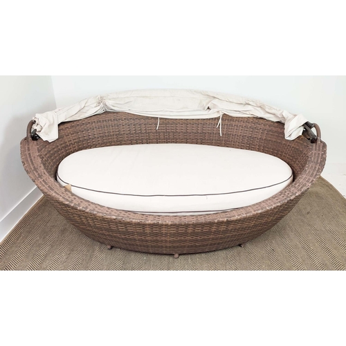 428 - QUATROPI GARDEN DAYBED, with fold back canopy , 220 L x 97cm H.