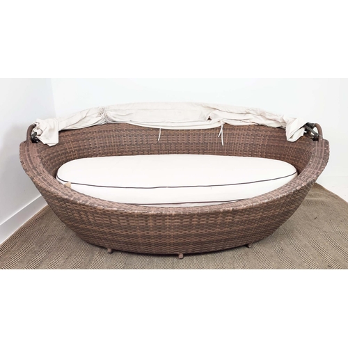 428 - QUATROPI GARDEN DAYBED, with fold back canopy , 220 L x 97cm H.