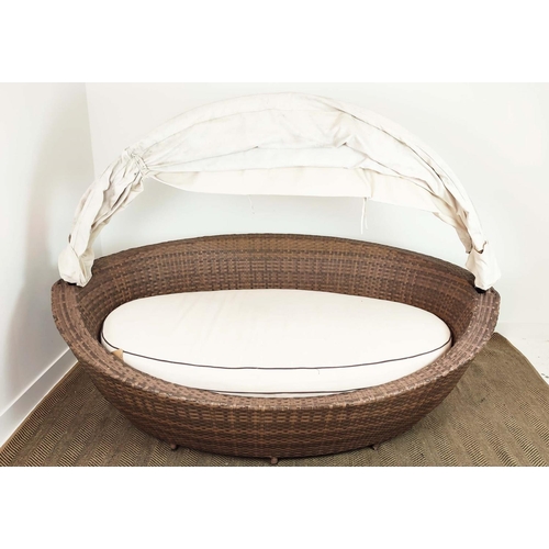 428 - QUATROPI GARDEN DAYBED, with fold back canopy , 220 L x 97cm H.