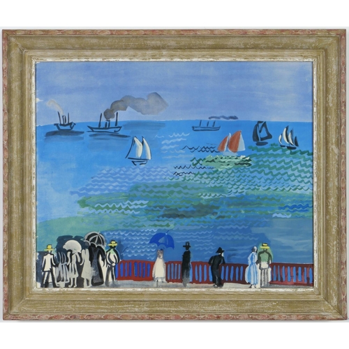 47 - RAOUL DUFY, La Mer Du Havre, lithograph and pochoir, printed by Jacomet, French vintage frame: 58cm ... 