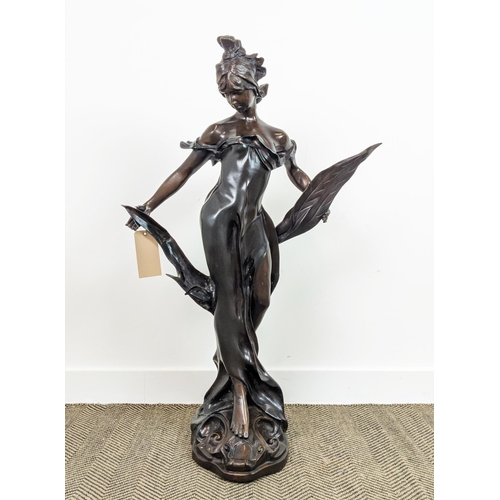 5 - BRONZE LADY, signed E. Rossi, 116cm H.