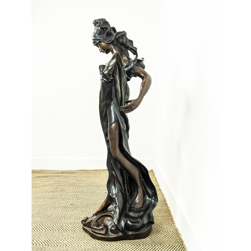 5 - BRONZE LADY, signed E. Rossi, 116cm H.