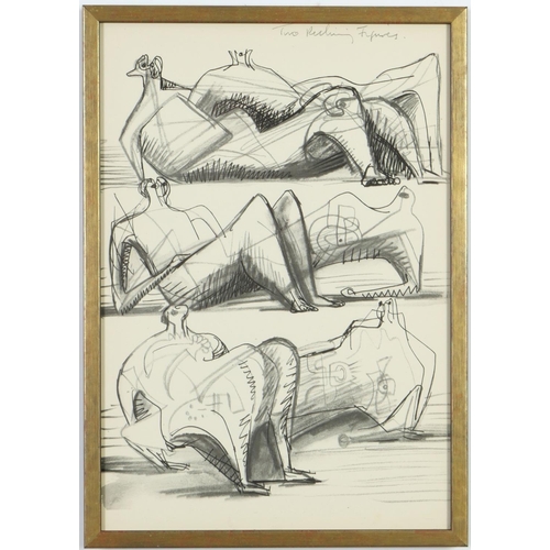 50 - HENRY MOORE, a set of four off set lithographs, seated figures, 30.5cm x 45cm.