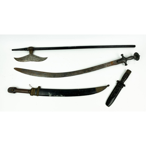 6 - EDGED WEAPONS, including a WW2 American paratroopers M3 combat knife with original sheaf and a WW1 I... 