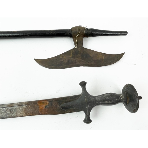 6 - EDGED WEAPONS, including a WW2 American paratroopers M3 combat knife with original sheaf and a WW1 I... 