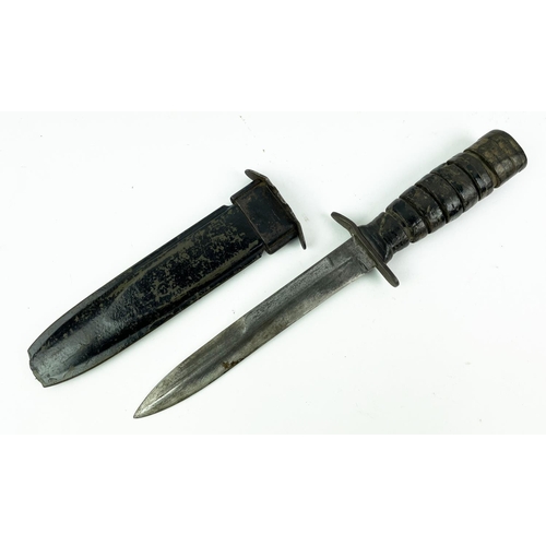 6 - EDGED WEAPONS, including a WW2 American paratroopers M3 combat knife with original sheaf and a WW1 I... 