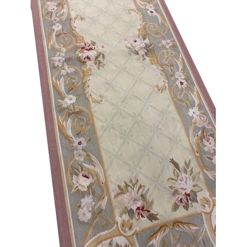 69 - AUBUSSON SAVONNERIE DESIGN RUNNER, 618cm x 85cm.