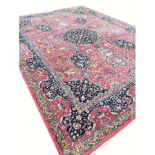 71 - VINTAGE PERSIAN SAFAVID HUNTING DESIGN CARPET, 410cm x 310cm.