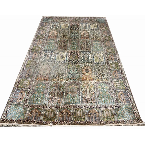 75 - FINE PURE SILK GARDEN DESIGN CARPET, 282cm x 187cm.