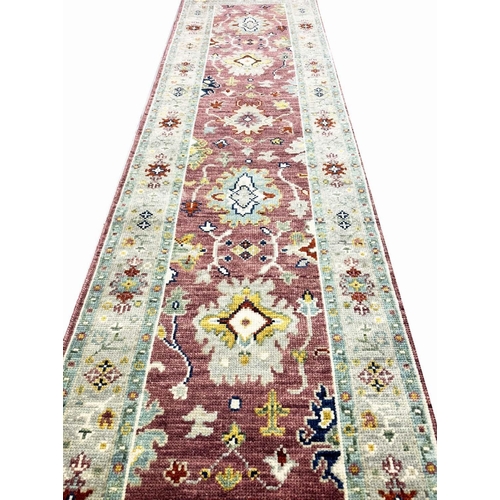 79 - FINE SULTANABAD DESIGN RUNNER, 234cm x 76cm.