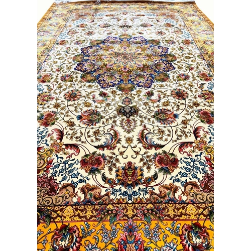 81 - FINE ISPHAHAN DESIGN BAMBOO SILK RUG, 225cm x 150cm.