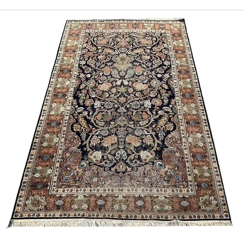 82 - KASHMIR SILK RUG, 225cm x 135cm.