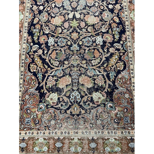 82 - KASHMIR SILK RUG, 225cm x 135cm.