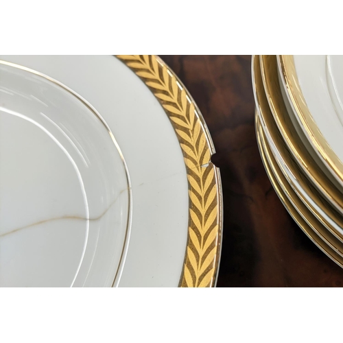 9 - DINNER SERVICE, twelve place setting with 24ct gold plated wreath border including side plates, teac... 