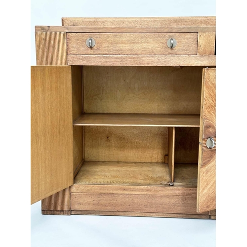 91 - ART DECO COCKTAIL CABINET, early 20th century oak and silvered metal with fitted cabinets and drawer... 