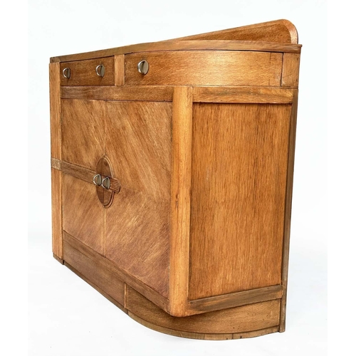 91 - ART DECO COCKTAIL CABINET, early 20th century oak and silvered metal with fitted cabinets and drawer... 