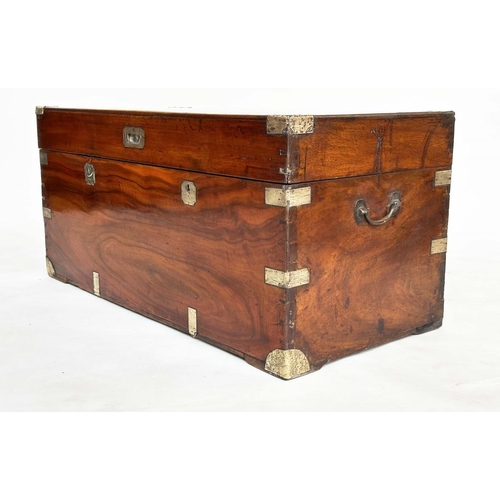 94 - TRUNK, 19th century Chinese Export camphorwood and brass bound with rising lid and carrying handles,... 