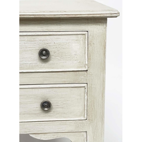 98 - BEDSIDE/LAMP TABLES, a pair, French style grey painted each with two drawers, 45cm x 30cm x 64cm H. ... 