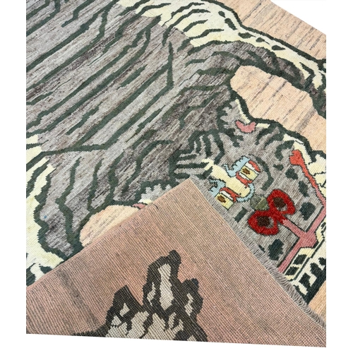 141 - FINE TIBETAN TIGER CARPET, 298cm x 205cm.