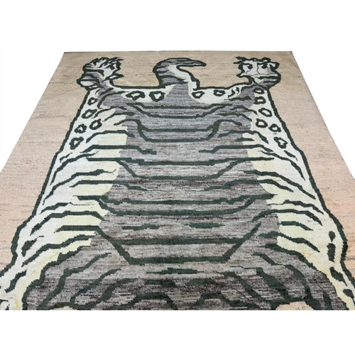 141 - FINE TIBETAN TIGER CARPET, 298cm x 205cm.