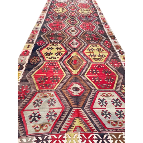 154 - ANTIQUE TURKISH ANATOLIAN KILIM, 460cm x 175cm.