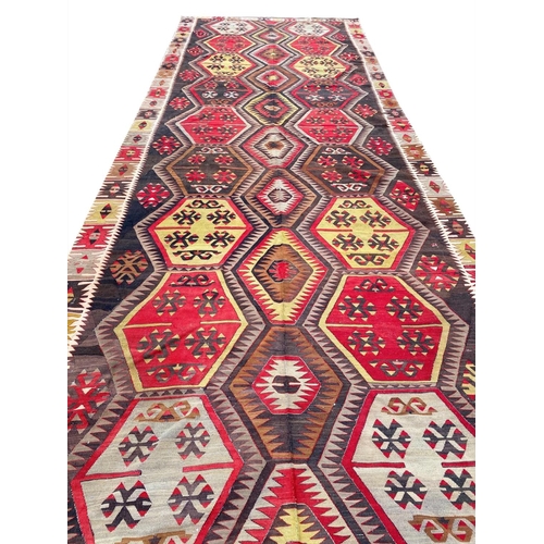 154 - ANTIQUE TURKISH ANATOLIAN KILIM, 460cm x 175cm.