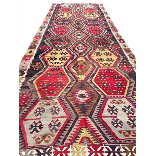 154 - ANTIQUE TURKISH ANATOLIAN KILIM, 460cm x 175cm.