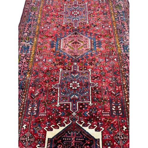 155 - ANTIQUE PERSIAN KARAJA KELLEH CARPET, 442cm x 155cm.