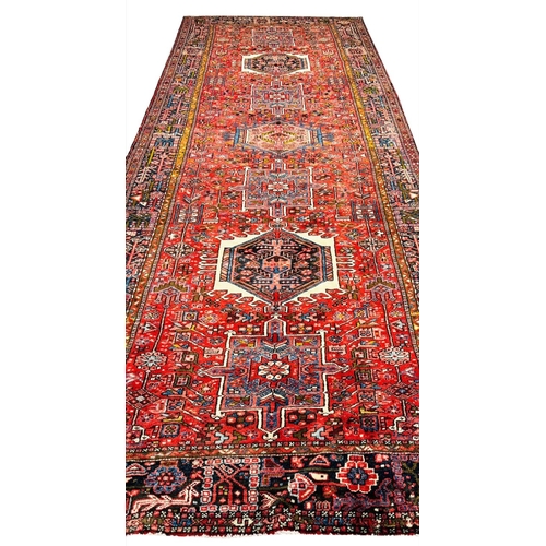 155 - ANTIQUE PERSIAN KARAJA KELLEH CARPET, 442cm x 155cm.