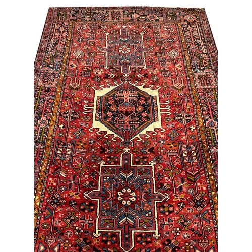 155 - ANTIQUE PERSIAN KARAJA KELLEH CARPET, 442cm x 155cm.