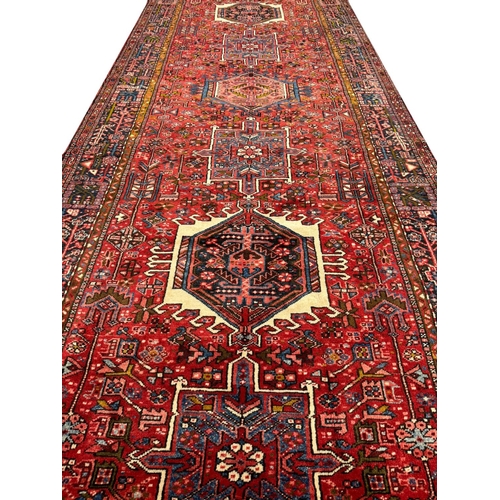 155 - ANTIQUE PERSIAN KARAJA KELLEH CARPET, 442cm x 155cm.