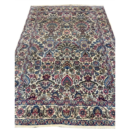 156 - ANTIQUE PERSIAN KERMN LAVAR CARPET, 303cm x 213cm.