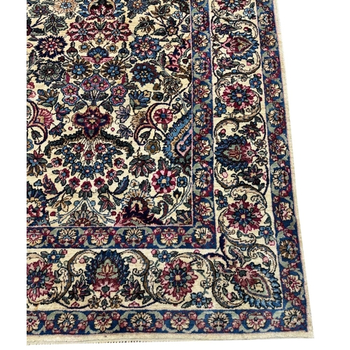 156 - ANTIQUE PERSIAN KERMN LAVAR CARPET, 303cm x 213cm.