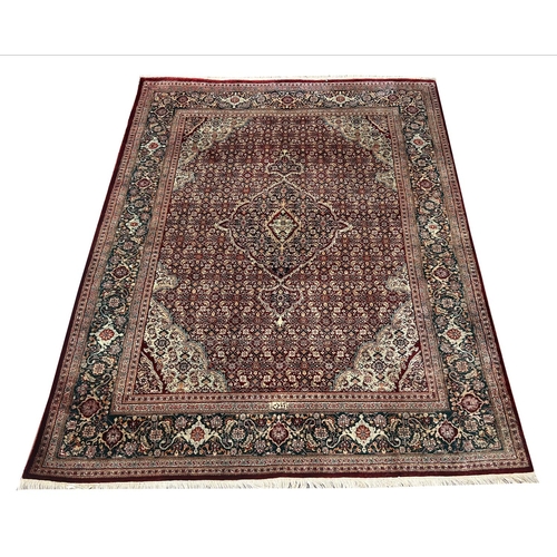 165 - PERSIAN SILK RUG, 195cm x 147cm, hand knotted.