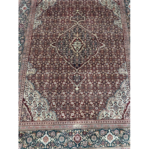 165 - PERSIAN SILK RUG, 195cm x 147cm, hand knotted.