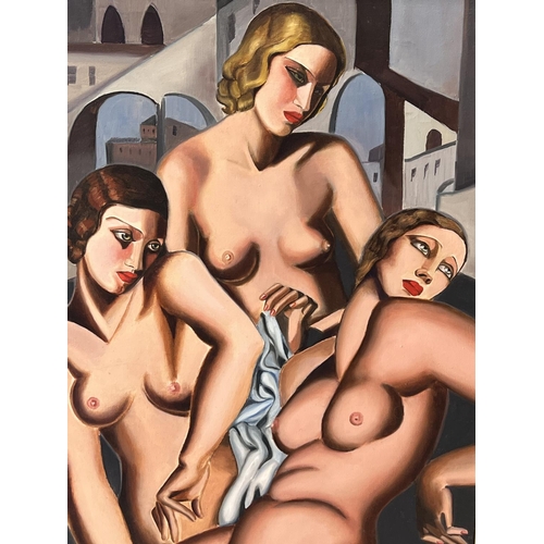 53 - BRENDA HAIGH (20TH CENTURY), 'Female nudes', oil on canvas, 75cm x 55cm, framed.