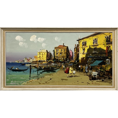 54 - DE RINI (20th century Italian), 'Grand Canal, Venice', oil on board, 59cm x 118cm, framed Aitken Dot... 