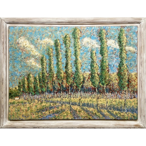 56 - 20TH CENTURY ITALIAN IMPRESSIONIST SCHOOL, 'Tuscan landscape', oil on canvas, 76cm x 102, framed.