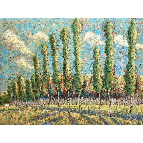 56 - 20TH CENTURY ITALIAN IMPRESSIONIST SCHOOL, 'Tuscan landscape', oil on canvas, 76cm x 102, framed.