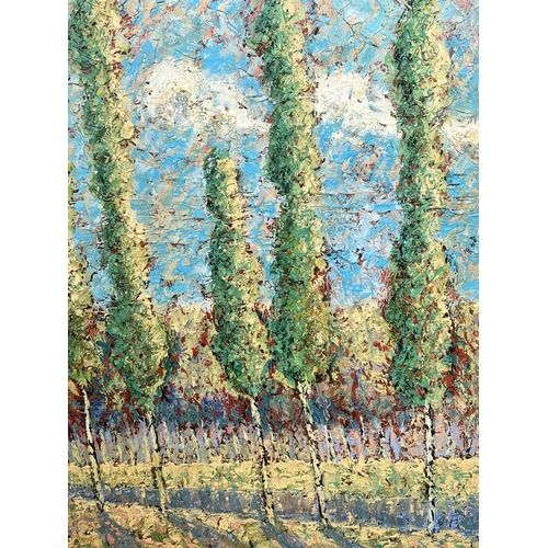 56 - 20TH CENTURY ITALIAN IMPRESSIONIST SCHOOL, 'Tuscan landscape', oil on canvas, 76cm x 102, framed.