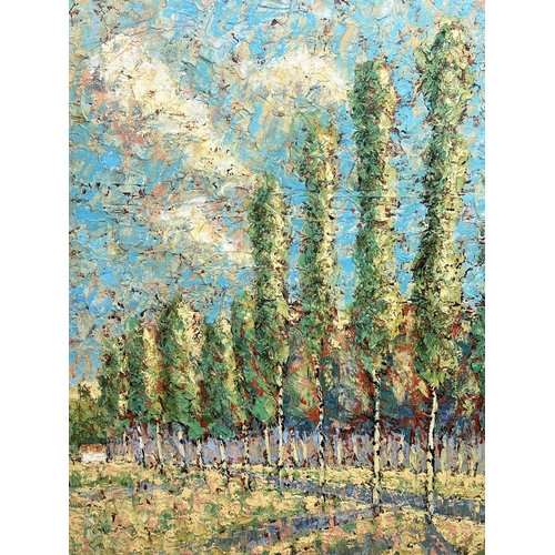 56 - 20TH CENTURY ITALIAN IMPRESSIONIST SCHOOL, 'Tuscan landscape', oil on canvas, 76cm x 102, framed.