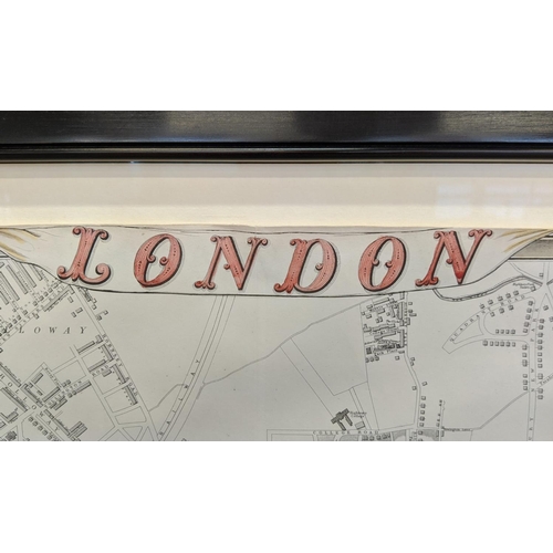 67 - MAP OF LONDON, circa 1850, compiled and engraved by Edward Weller, FRGS overall 210cm x 158cm H, red... 