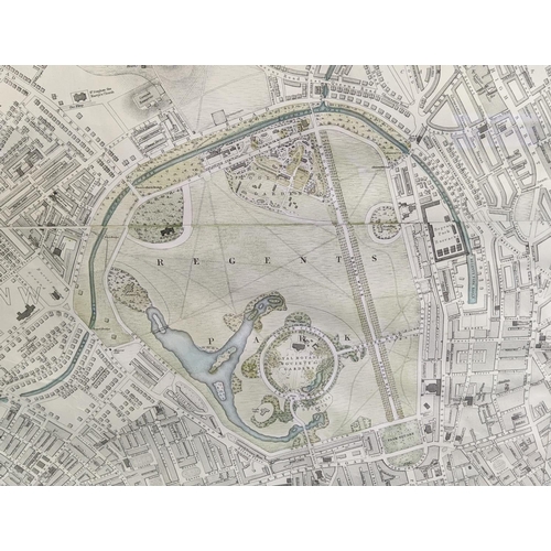 67 - MAP OF LONDON, circa 1850, compiled and engraved by Edward Weller, FRGS overall 210cm x 158cm H, red... 