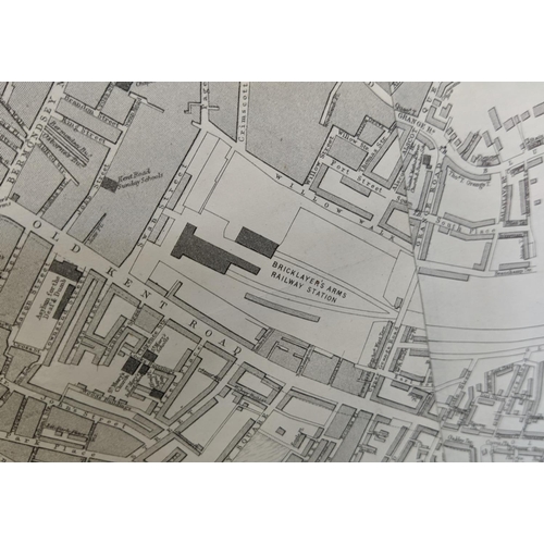 67 - MAP OF LONDON, circa 1850, compiled and engraved by Edward Weller, FRGS overall 210cm x 158cm H, red... 