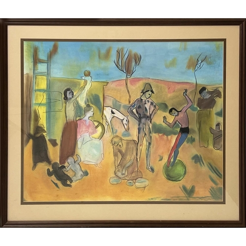 73 - AFTER PABLO PICASSO (1881-1973), 'Family of Jugglers, 1905', pastel on paper, 57cm x 71cm, framed.