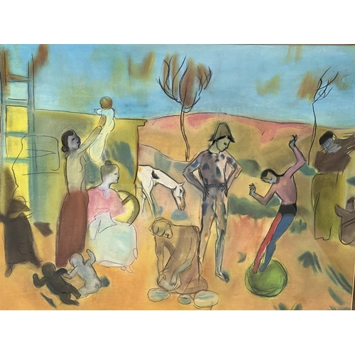 73 - AFTER PABLO PICASSO (1881-1973), 'Family of Jugglers, 1905', pastel on paper, 57cm x 71cm, framed.