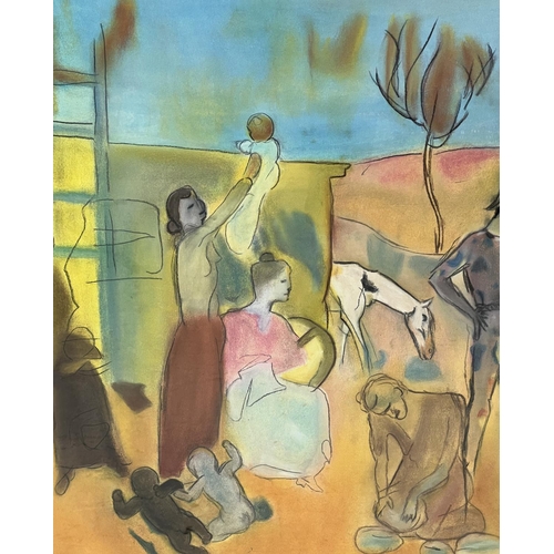 73 - AFTER PABLO PICASSO (1881-1973), 'Family of Jugglers, 1905', pastel on paper, 57cm x 71cm, framed.