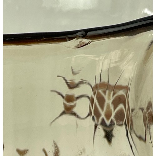 2 - EMILE GALLE GLASS VASE, Art Nouveau, ribbed with enamel thistle, signed E. Galle, Nancy to base, 17c... 